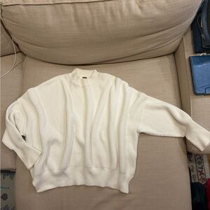 Free People Cream Ribbed Turtleneck Sweater